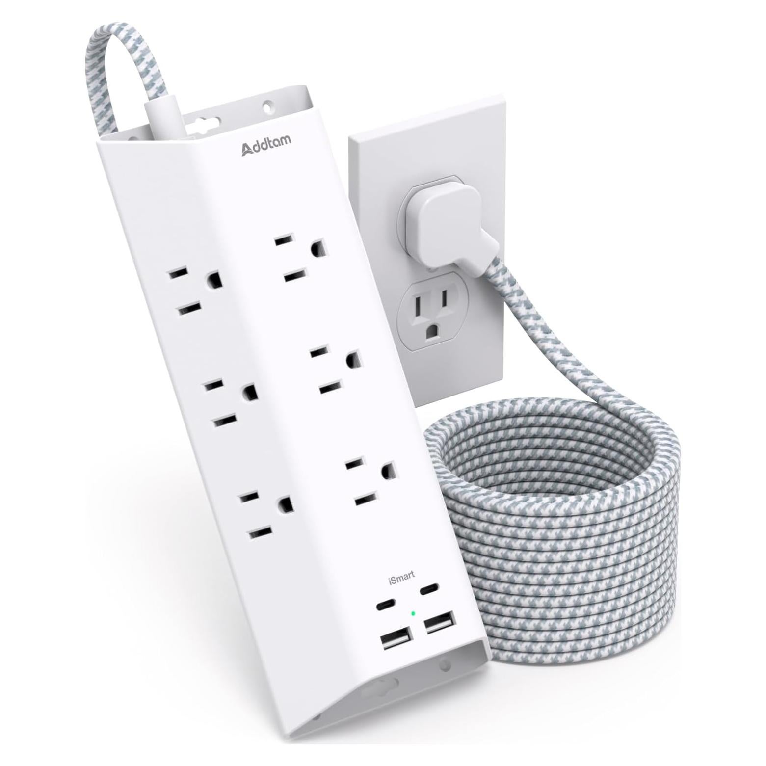 Regleta de Protección Addtam 5 pies, 9 Salidas y 4 USB-C