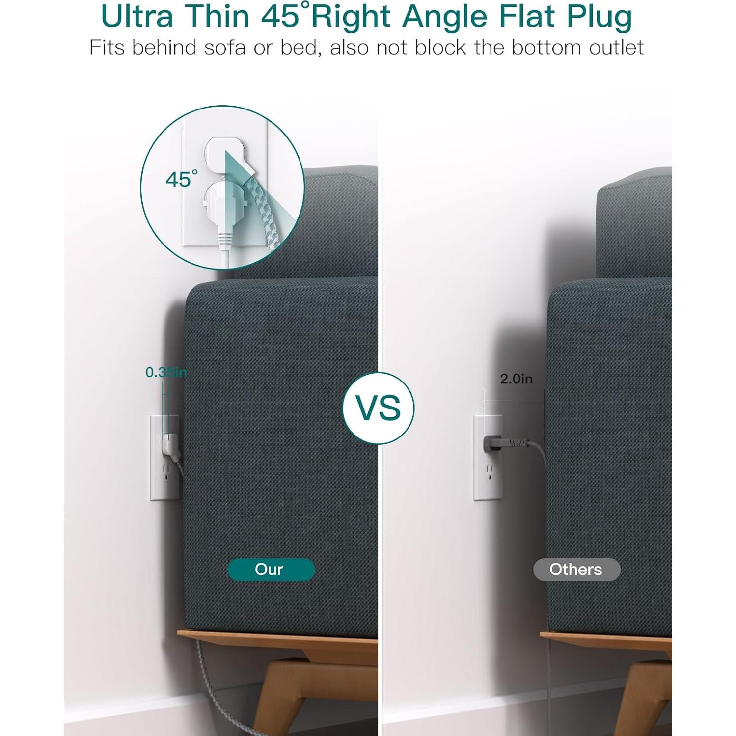Regleta de Protección Addtam 5 pies, 9 Salidas y 4 USB-C