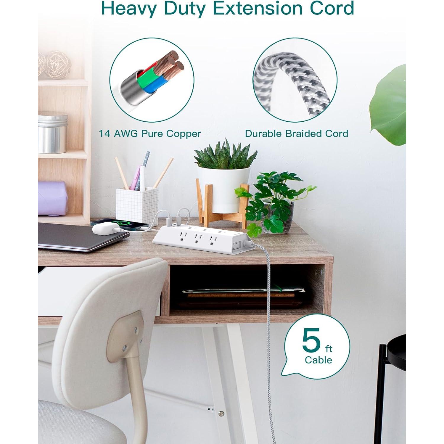 Regleta de Protección Addtam 5 pies, 9 Salidas y 4 USB-C