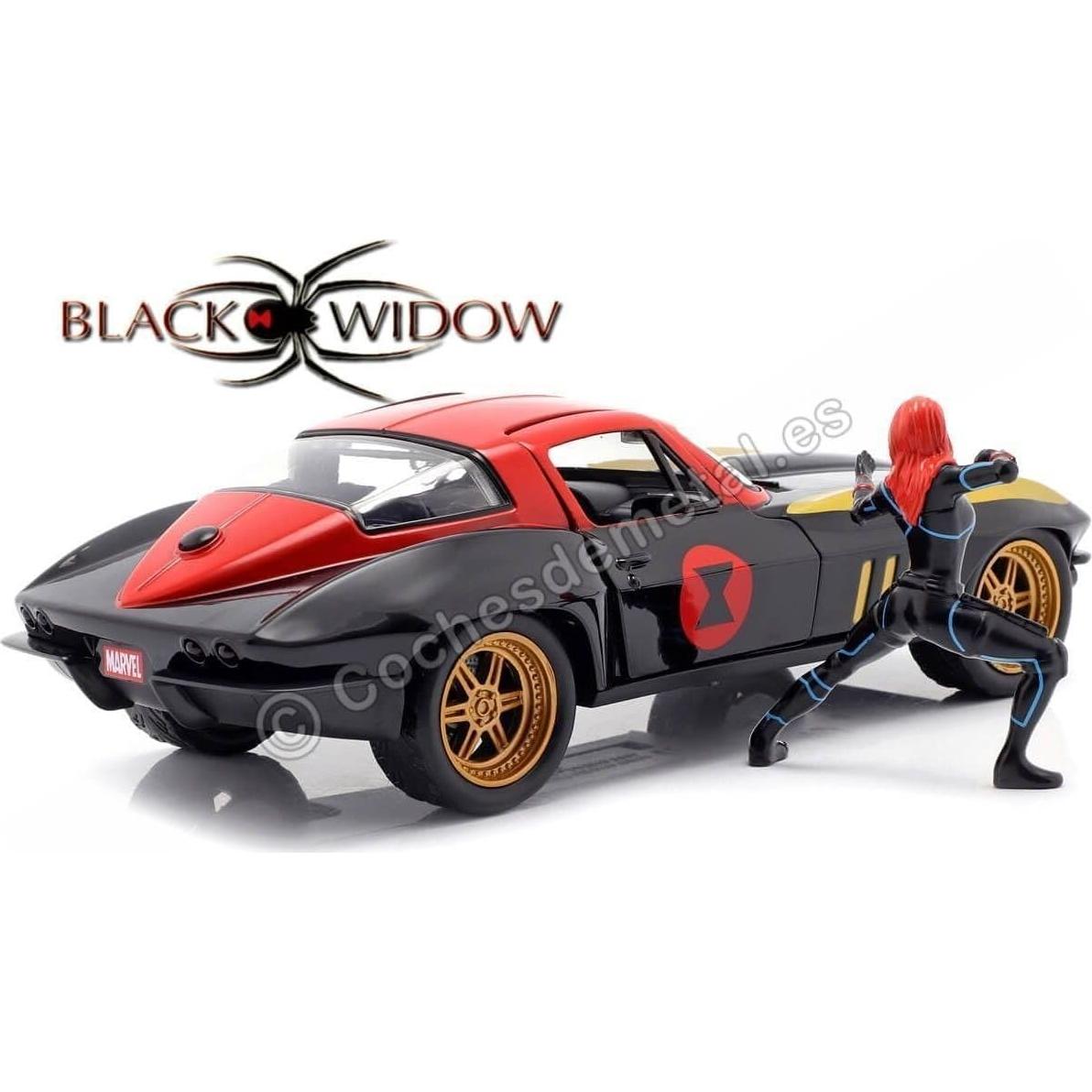 Coche de metal 1:24 Jada Toys Chevy Corvette 1966 Viuda Negra