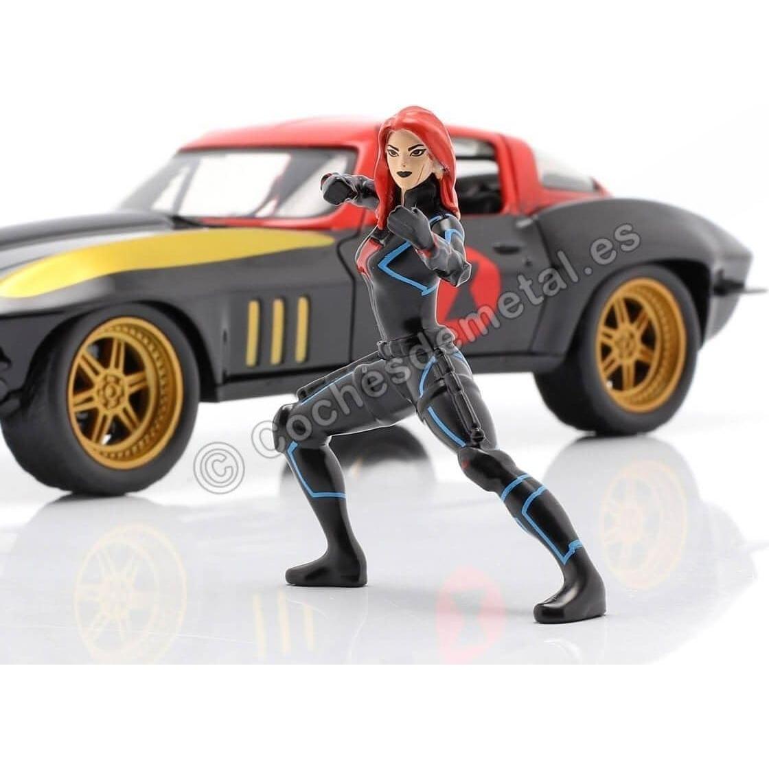 Coche de metal 1:24 Jada Toys Chevy Corvette 1966 Viuda Negra