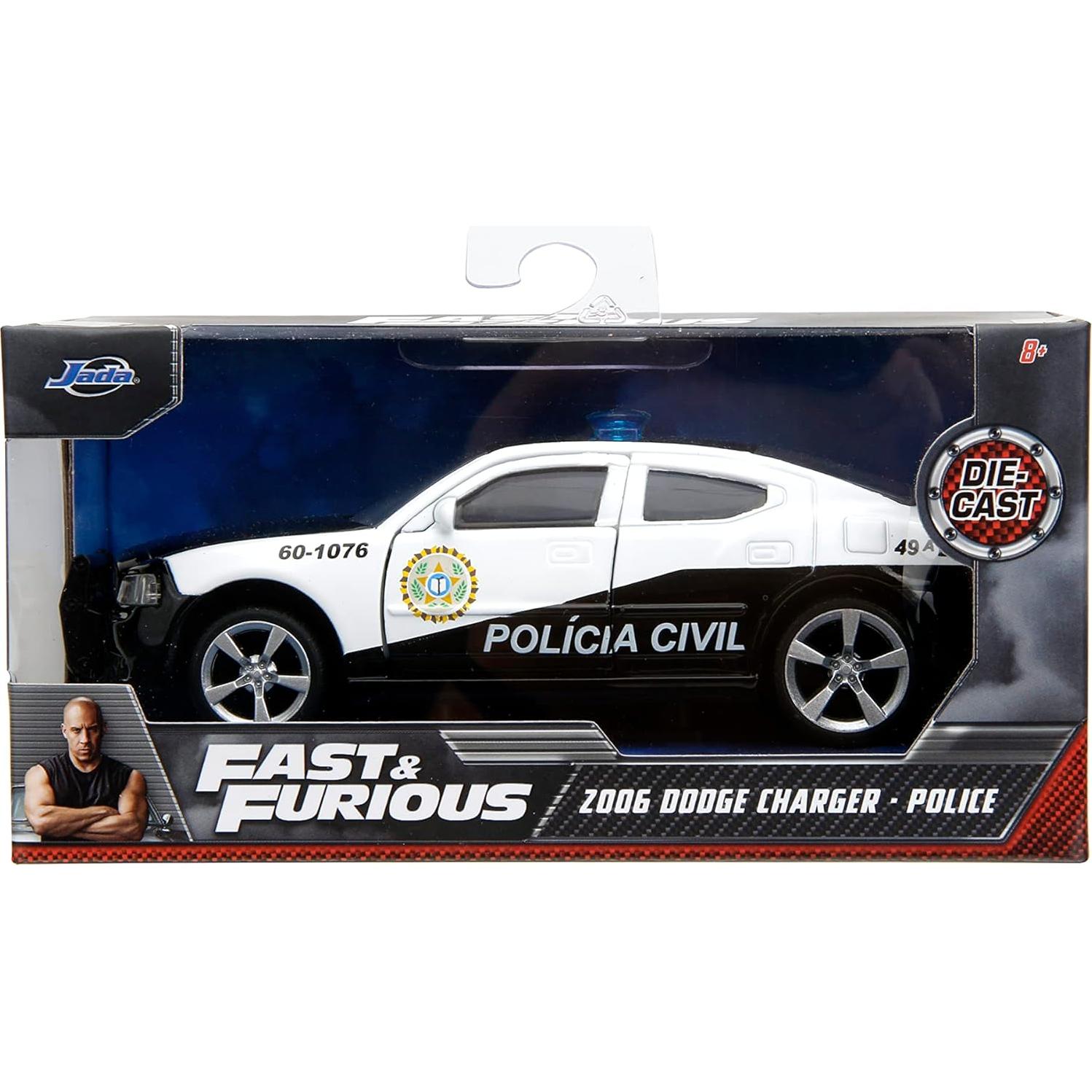Coche Die-Cast Rápido y Furioso Dodge Charger Policía 1:32