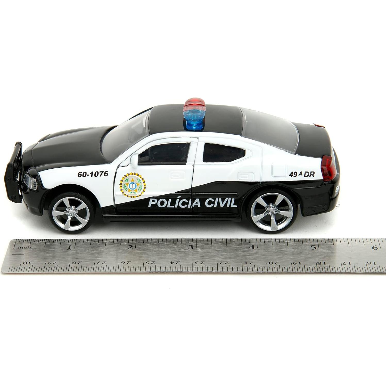 Coche Die-Cast Rápido y Furioso Dodge Charger Policía 1:32