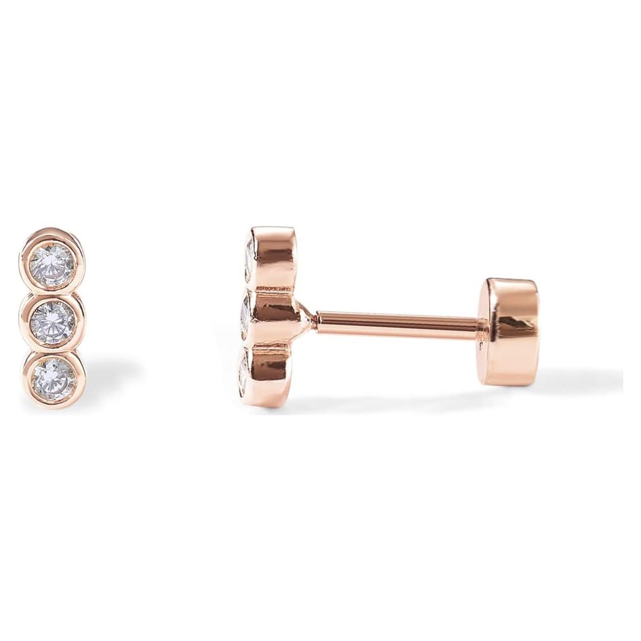 Pendientes de oro rosa 14K PAVOI con circonita cúbica 2mm x 6mm