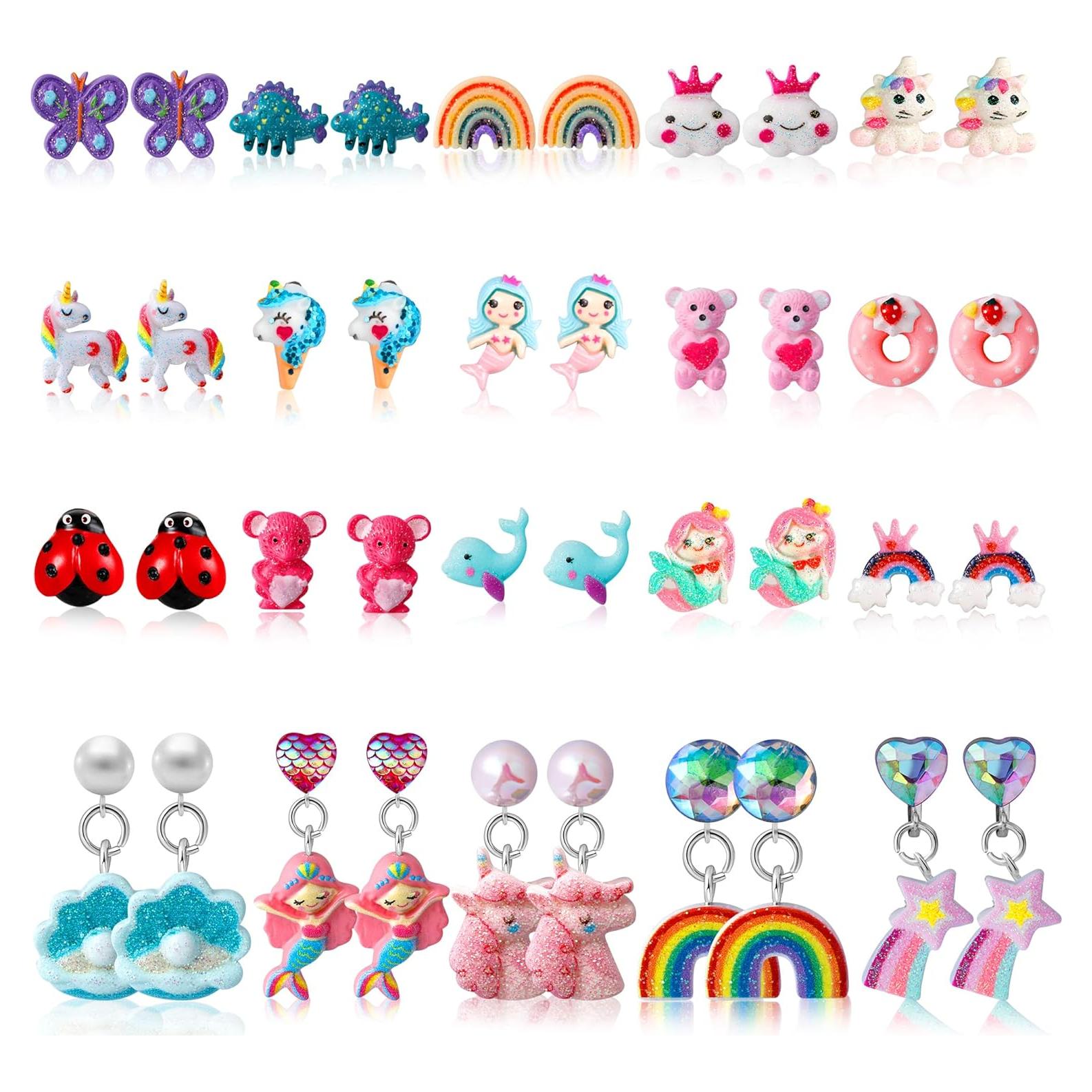 Pendientes de Clip para Niñas - 20 Pares Hipoalergénicos