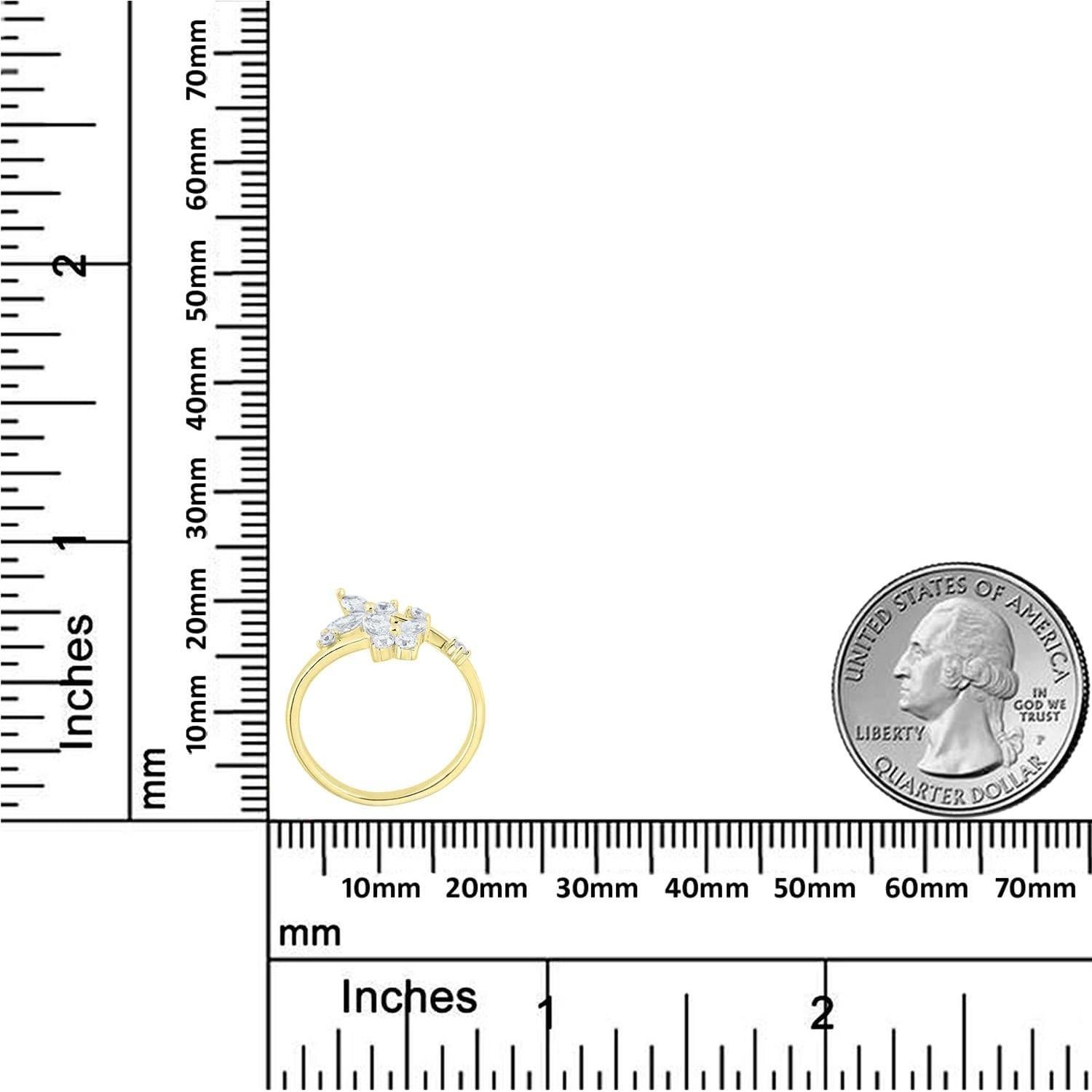 Anillo de Mariposa Ajustable Plata Ley 925 con Diamante CZ