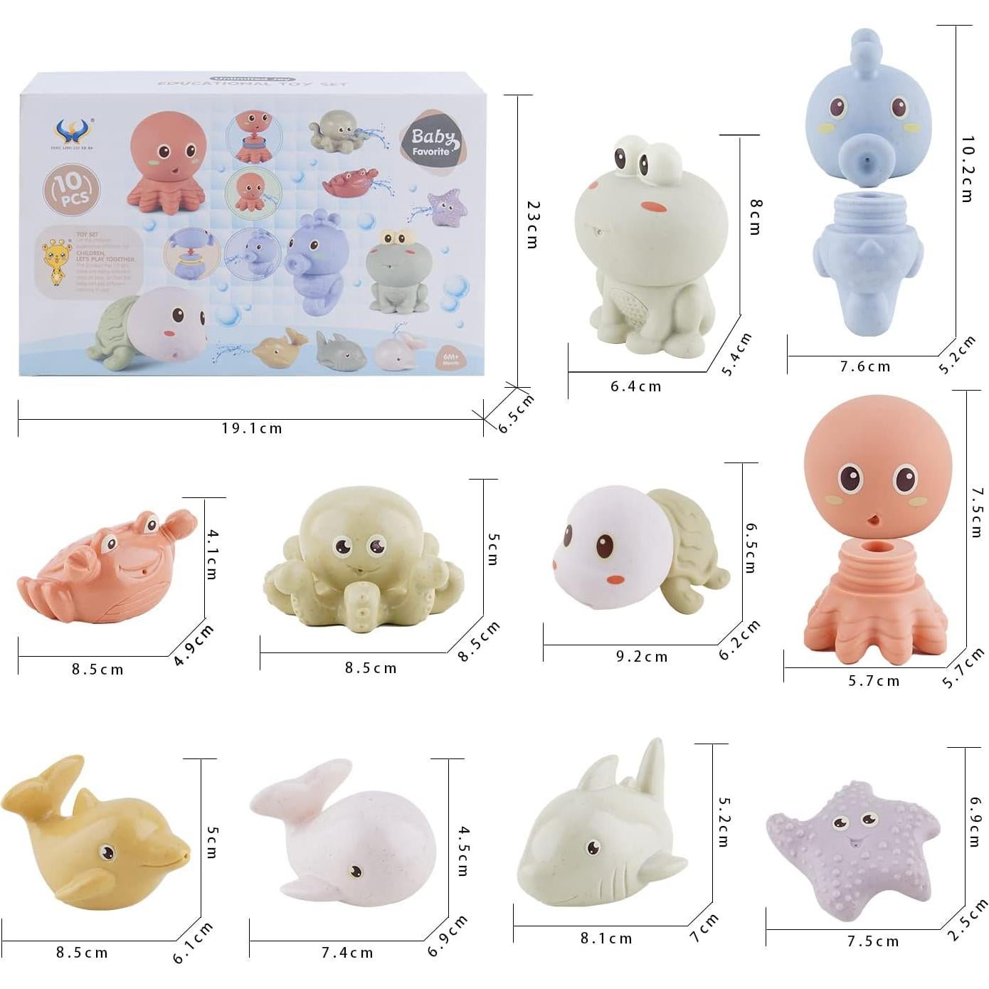 Juguetes de Baño de Animales Marinos AMCHSURI - 10 Piezas