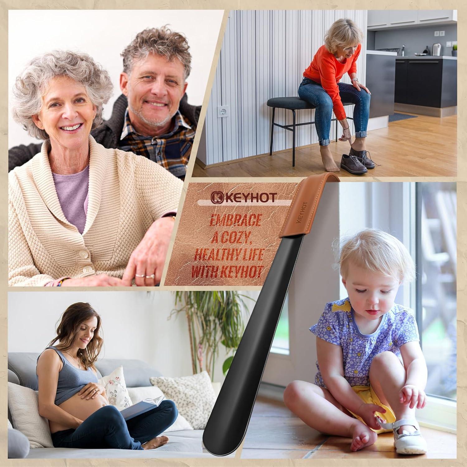 Cuerno de zapato largo KEYHOT de metal para ancianos 41.91 cm