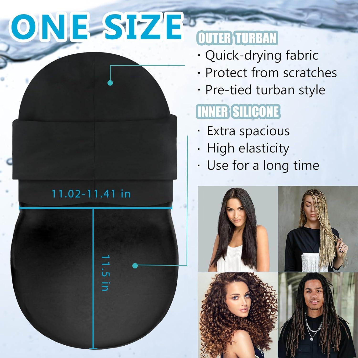 Gorro de Nadar Babalet Turbante Grande Impermeable Negro