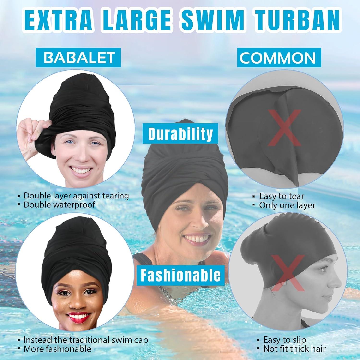 Gorro de Nadar Babalet Turbante Grande Impermeable Negro