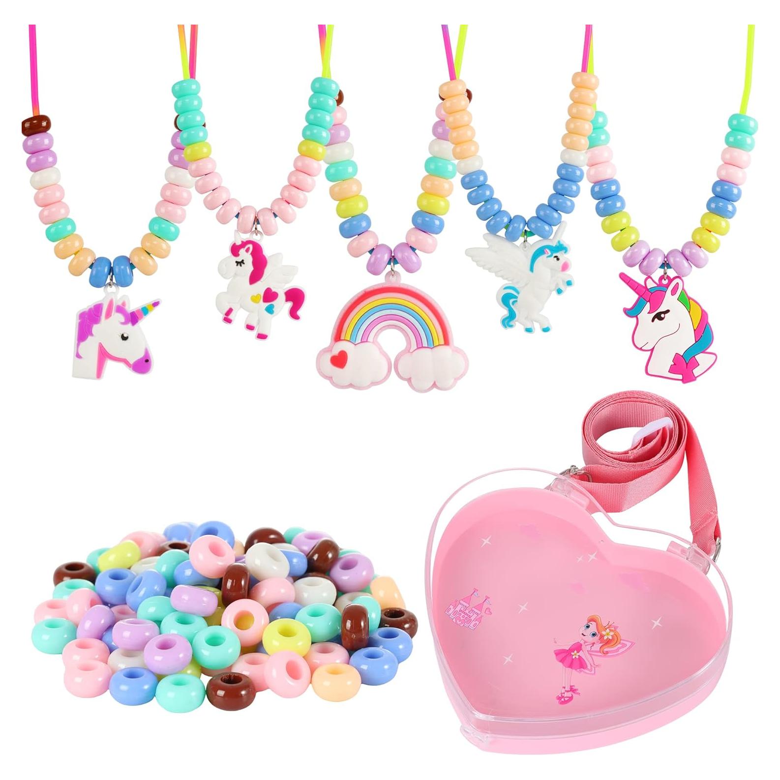 Kit de Joyería Unicornio FLYINGSEEDS - 100 Perlas y 5 Collares