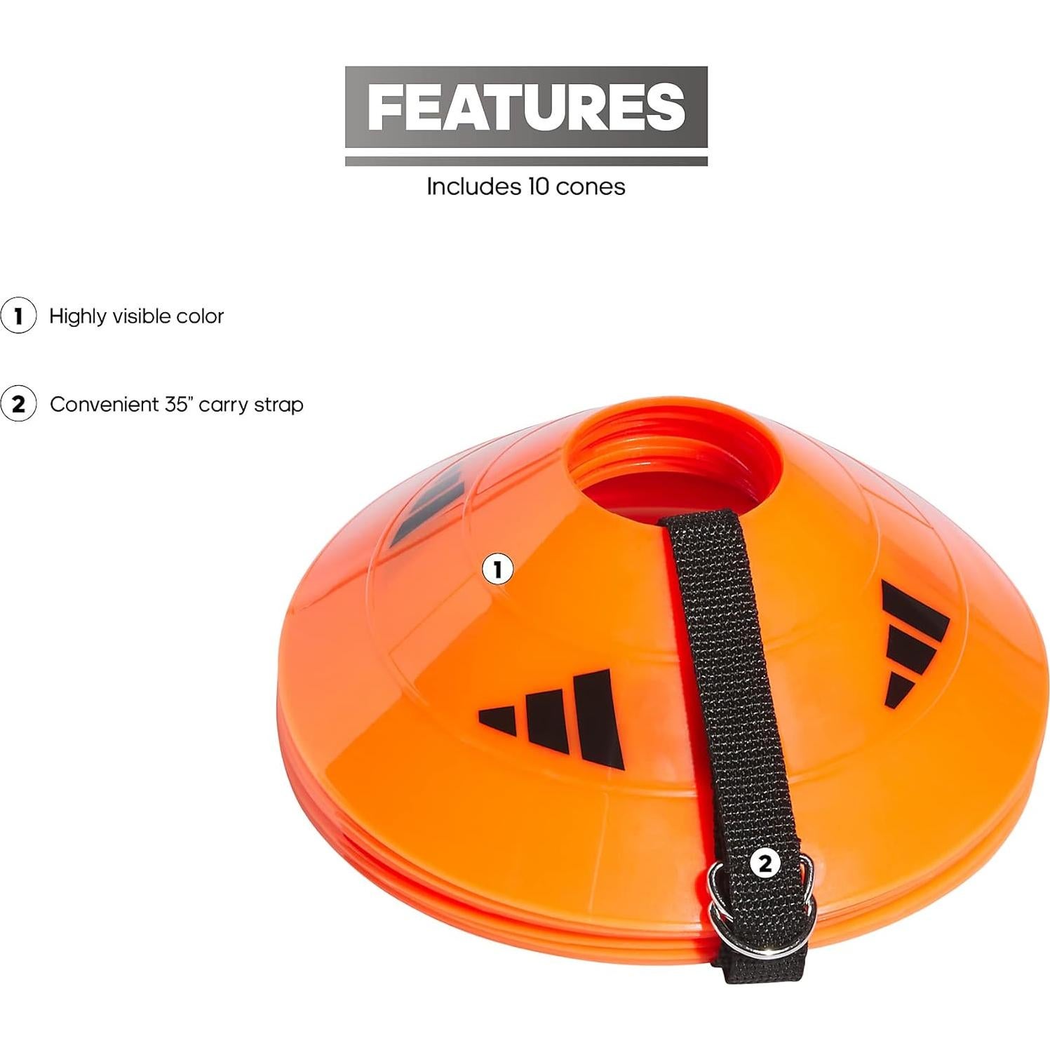 Conos de Fútbol Adidas - Marcadores de Campo Naranja 10 Unidades