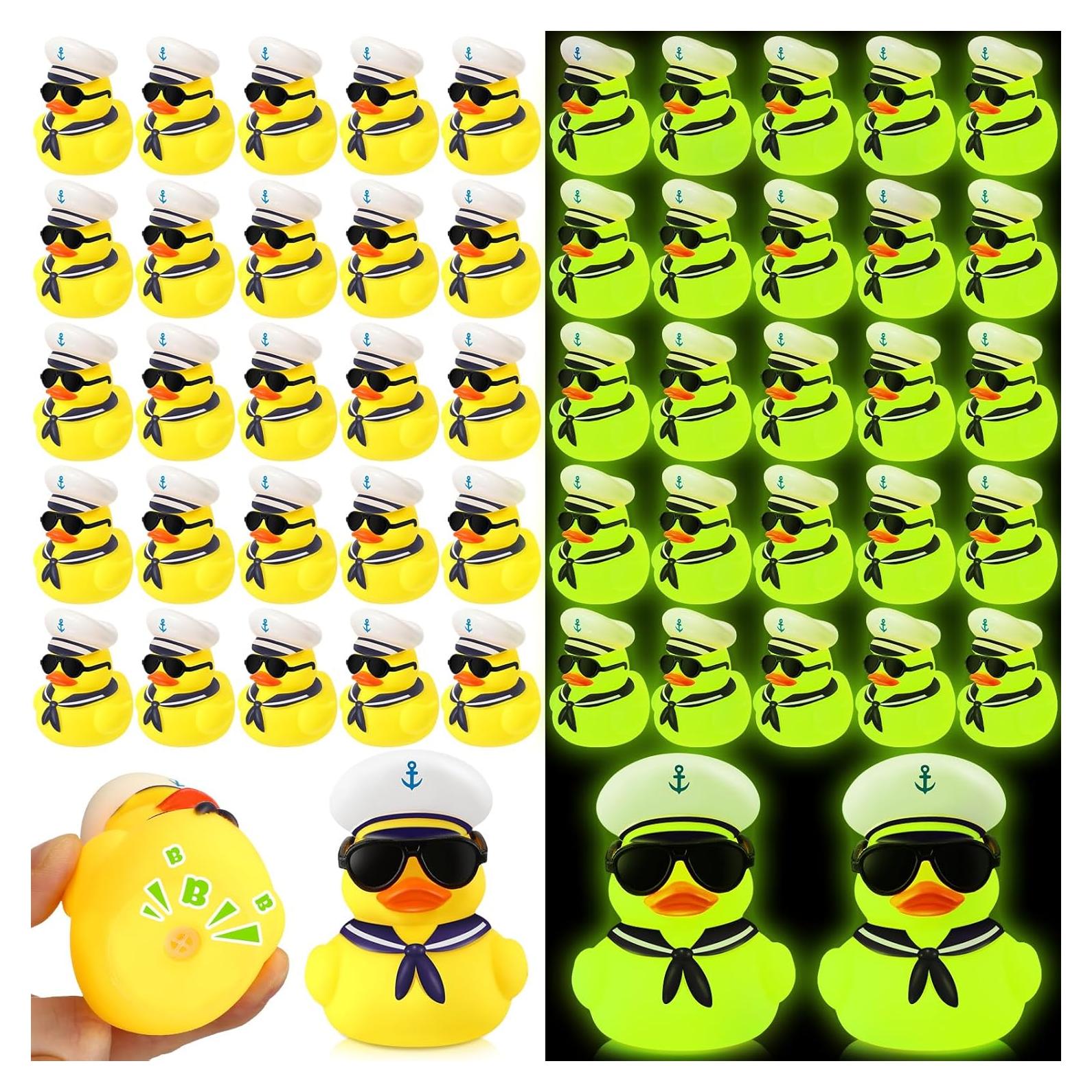 24 Patitos de Goma Amarillos que Brillan en la Oscuridad