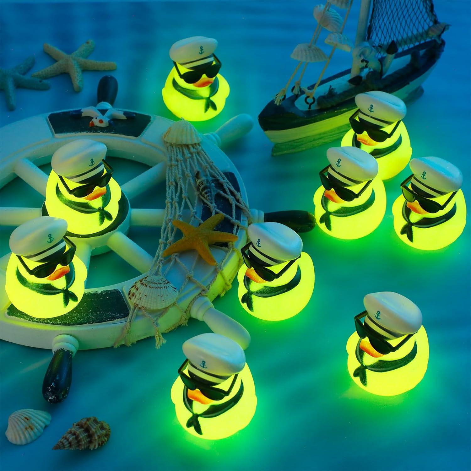 24 Patitos de Goma Amarillos que Brillan en la Oscuridad