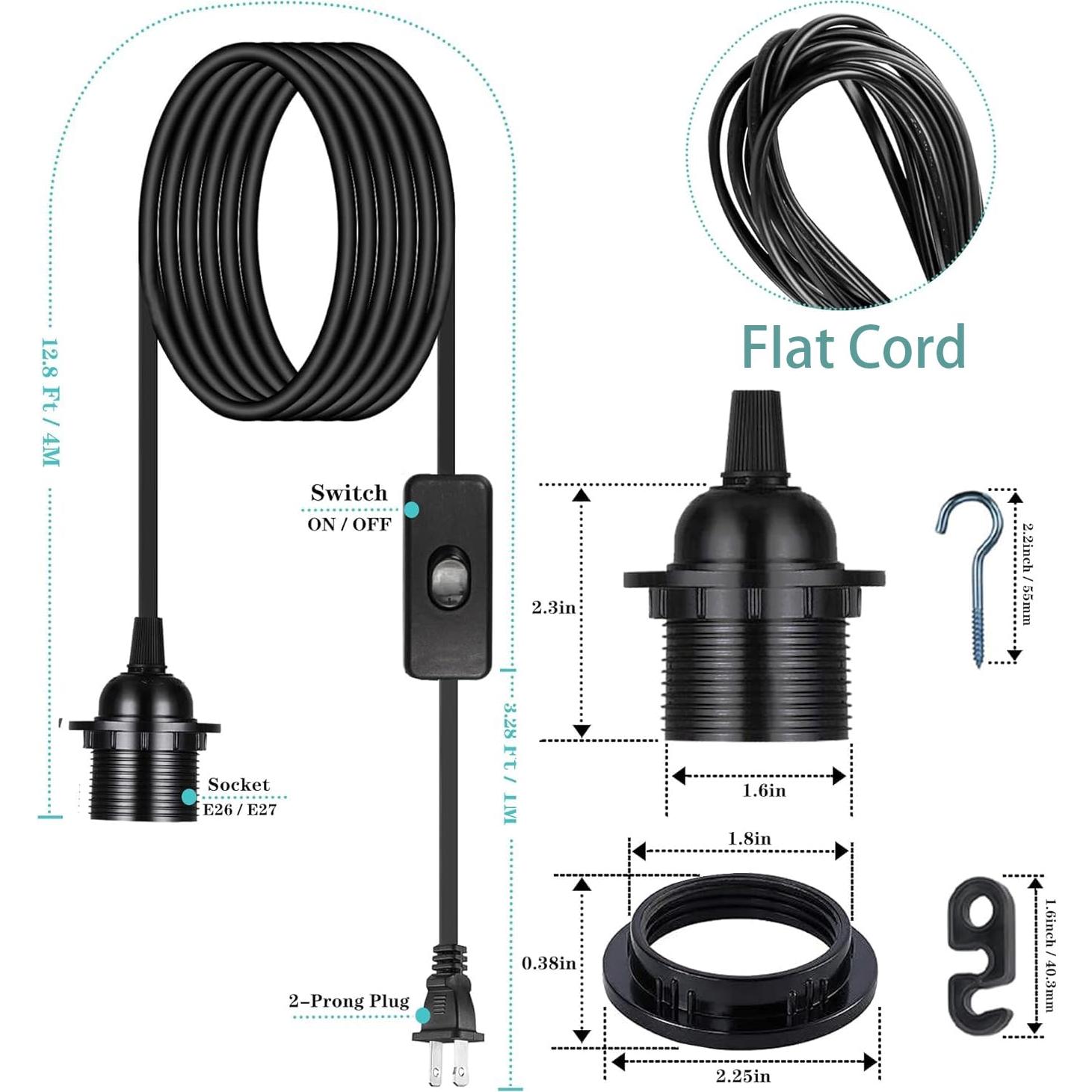 Cordón de Luz Colgante Zarnicy 4.88m E26/E27 Negro 2 Paquete