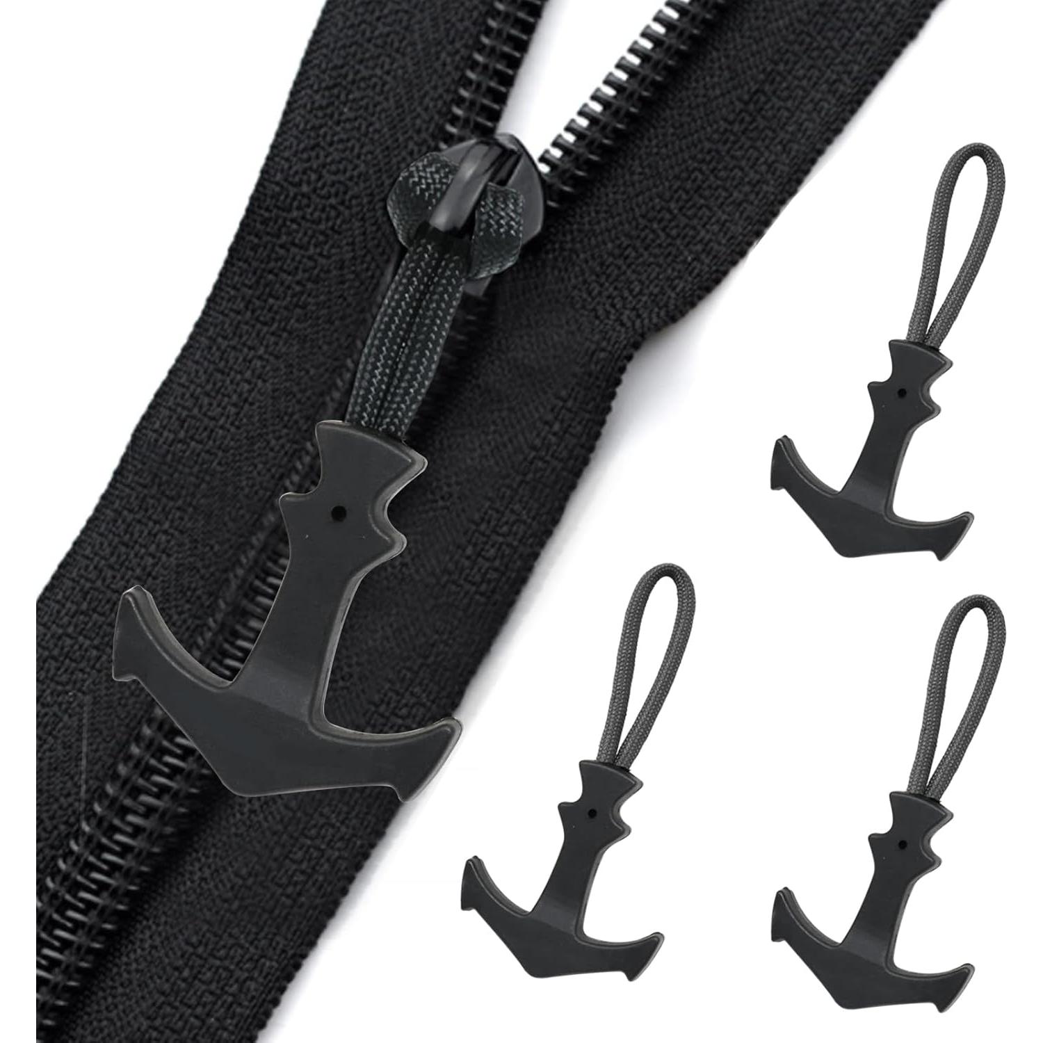 Tiradores de Cremallera Honbay 6PCS Nylon Ancla Negro
