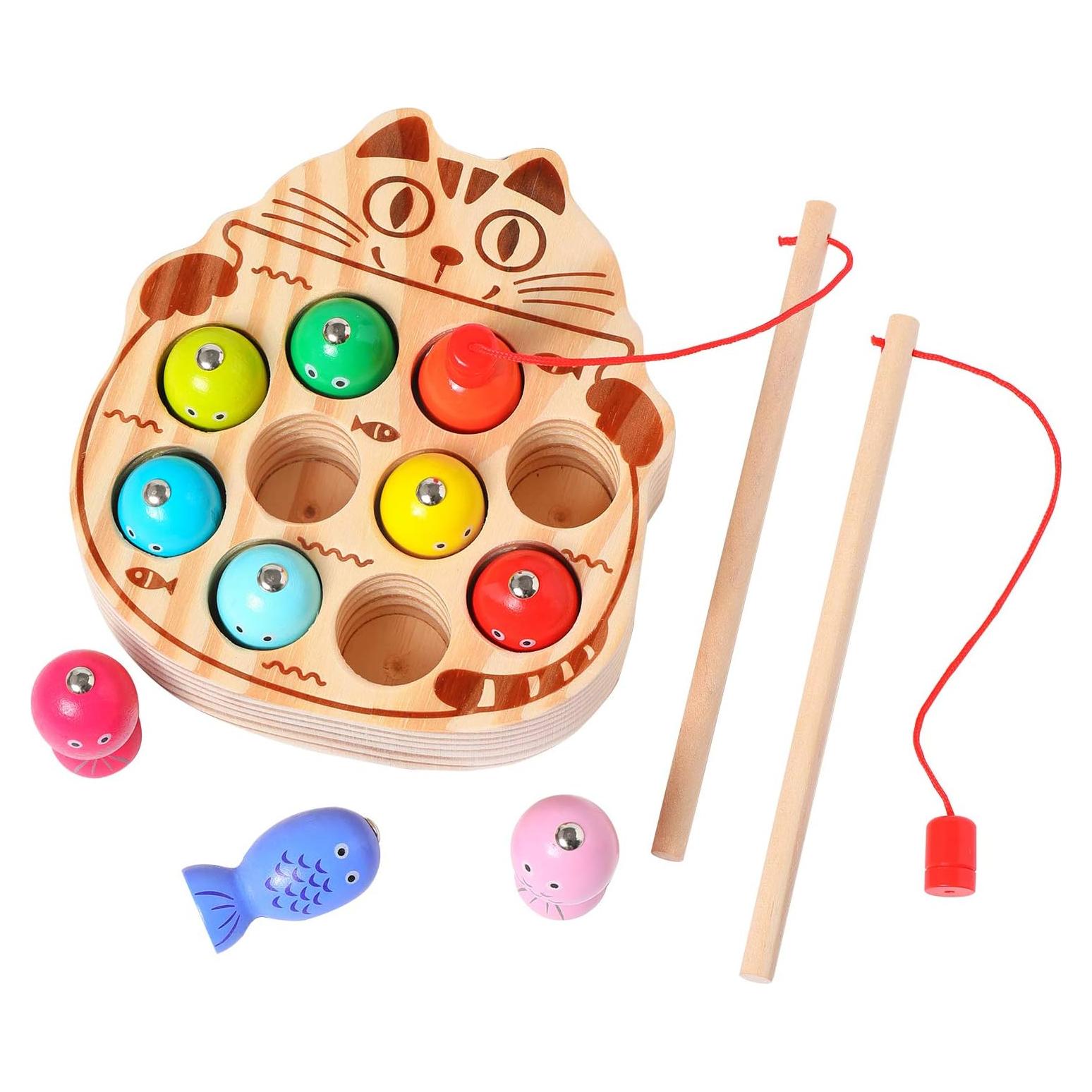 Juego de Pesca Magnético de Madera Kidus para Niños 1-3 Años