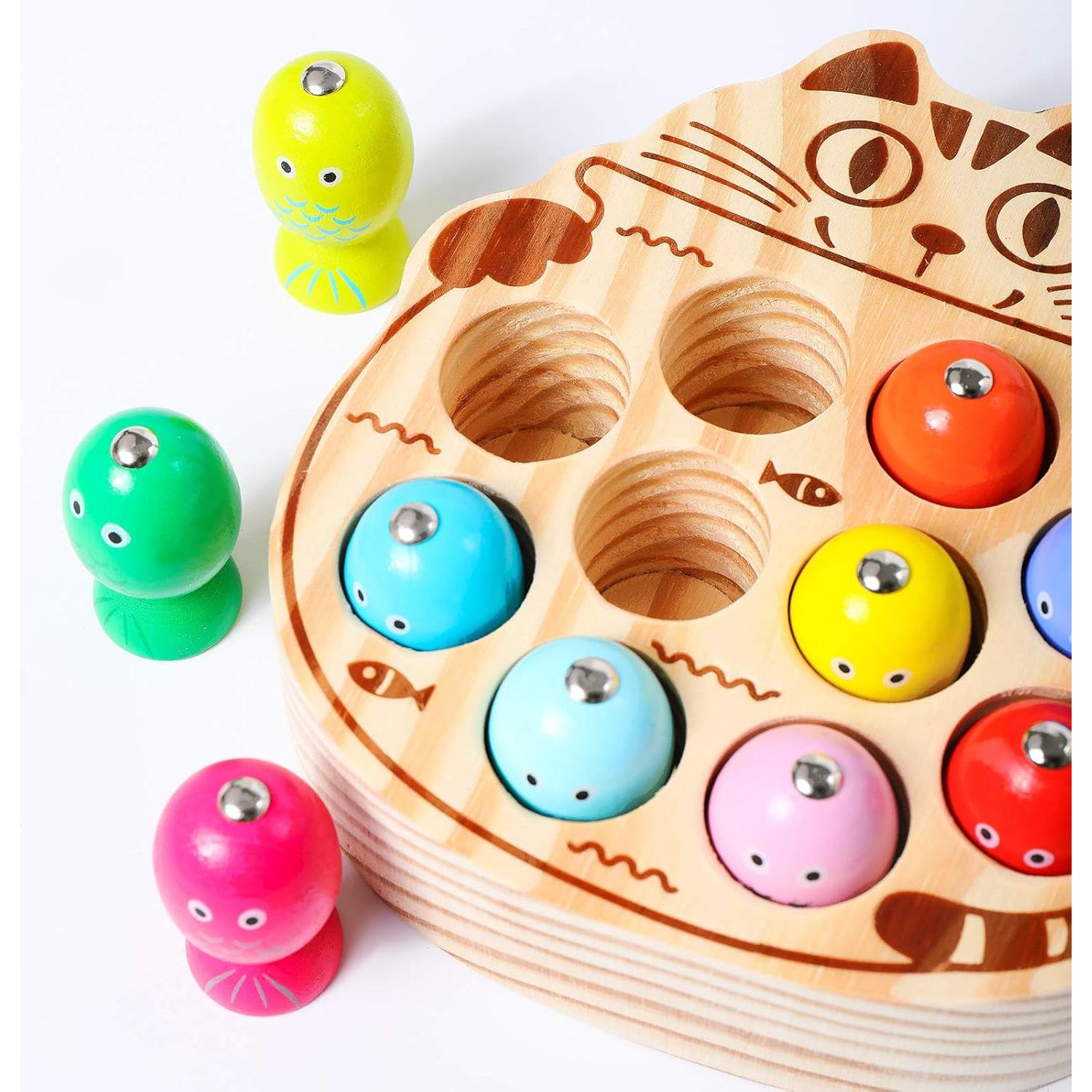 Juego de Pesca Magnético de Madera Kidus para Niños 1-3 Años