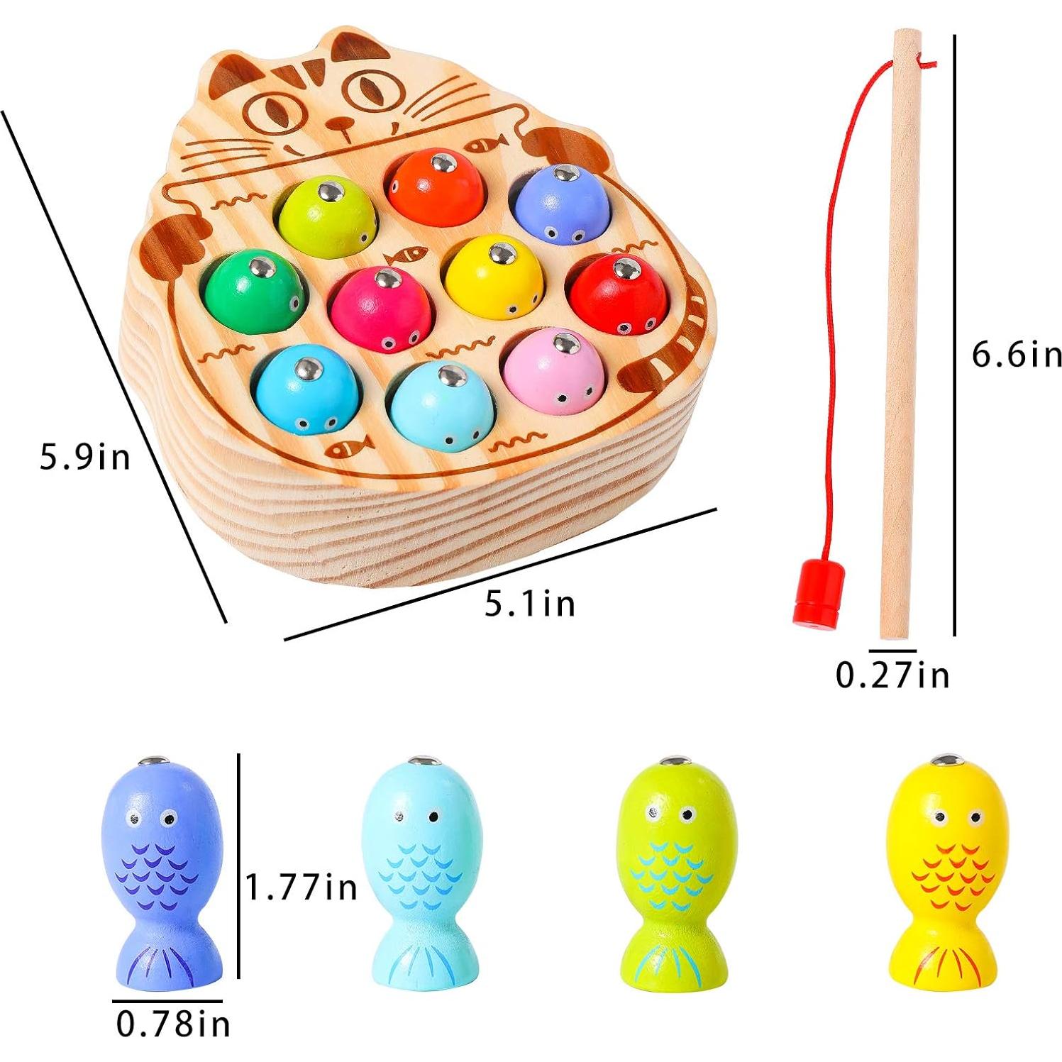 Juego de Pesca Magnético de Madera Kidus para Niños 1-3 Años