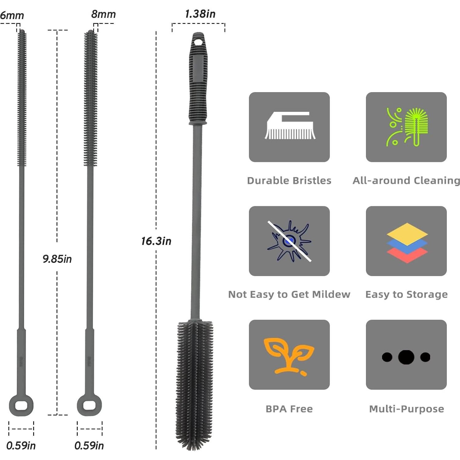 Juego de cepillos de limpieza Qiuxunies para botellas y popotes