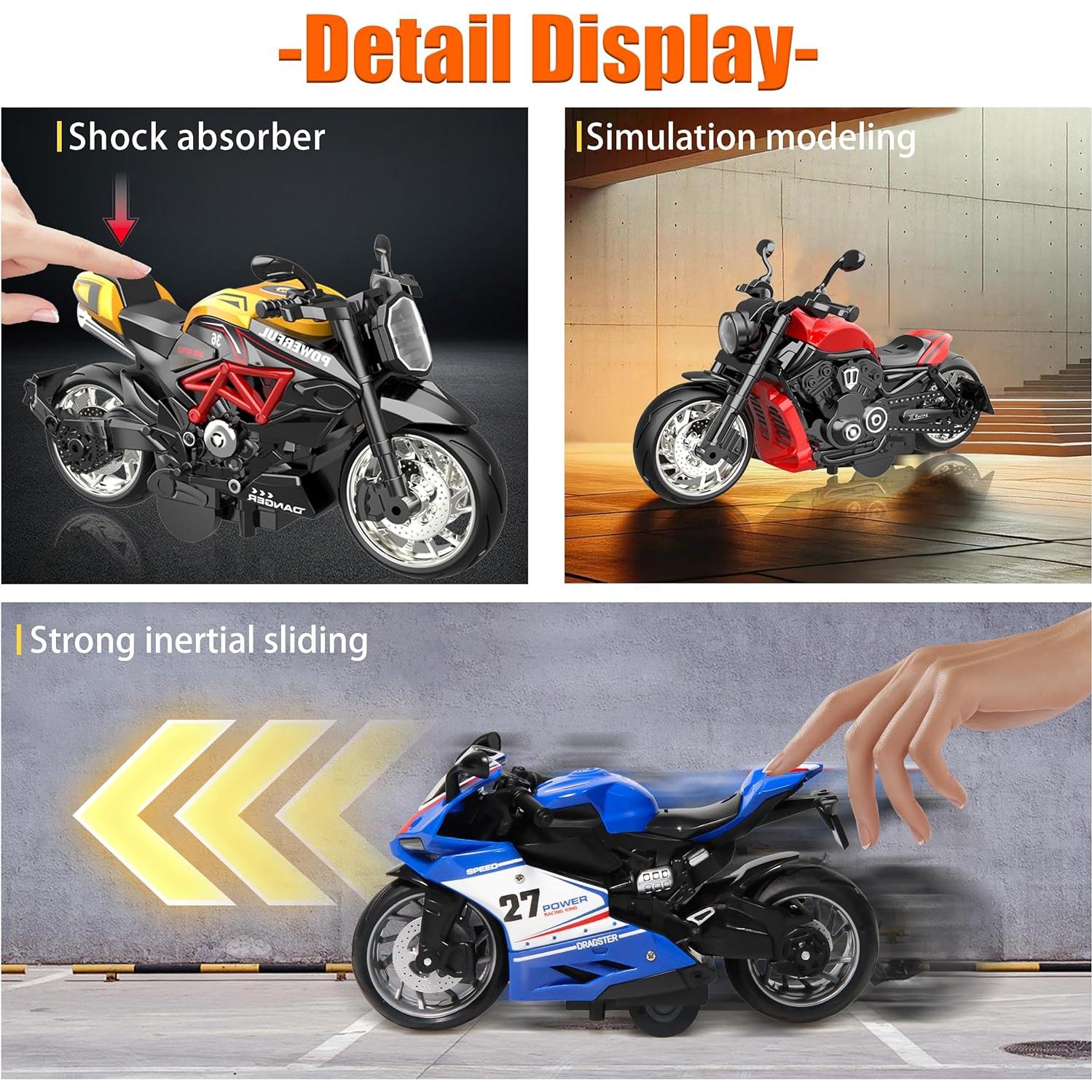 Paquete de 4 Motocicletas de Metal Aleado GY 1:12 Retroceso