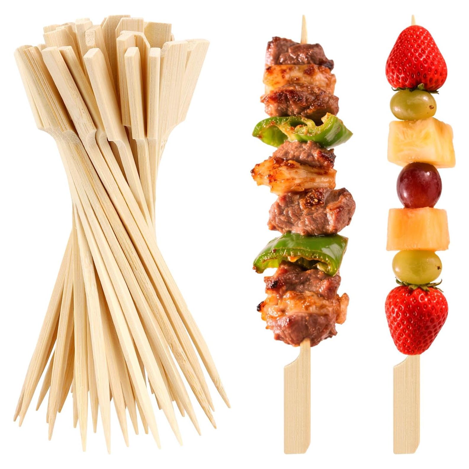 100 Pinchos de Bambú 12 cm para Aperitivos y BBQ iRFKCIOW