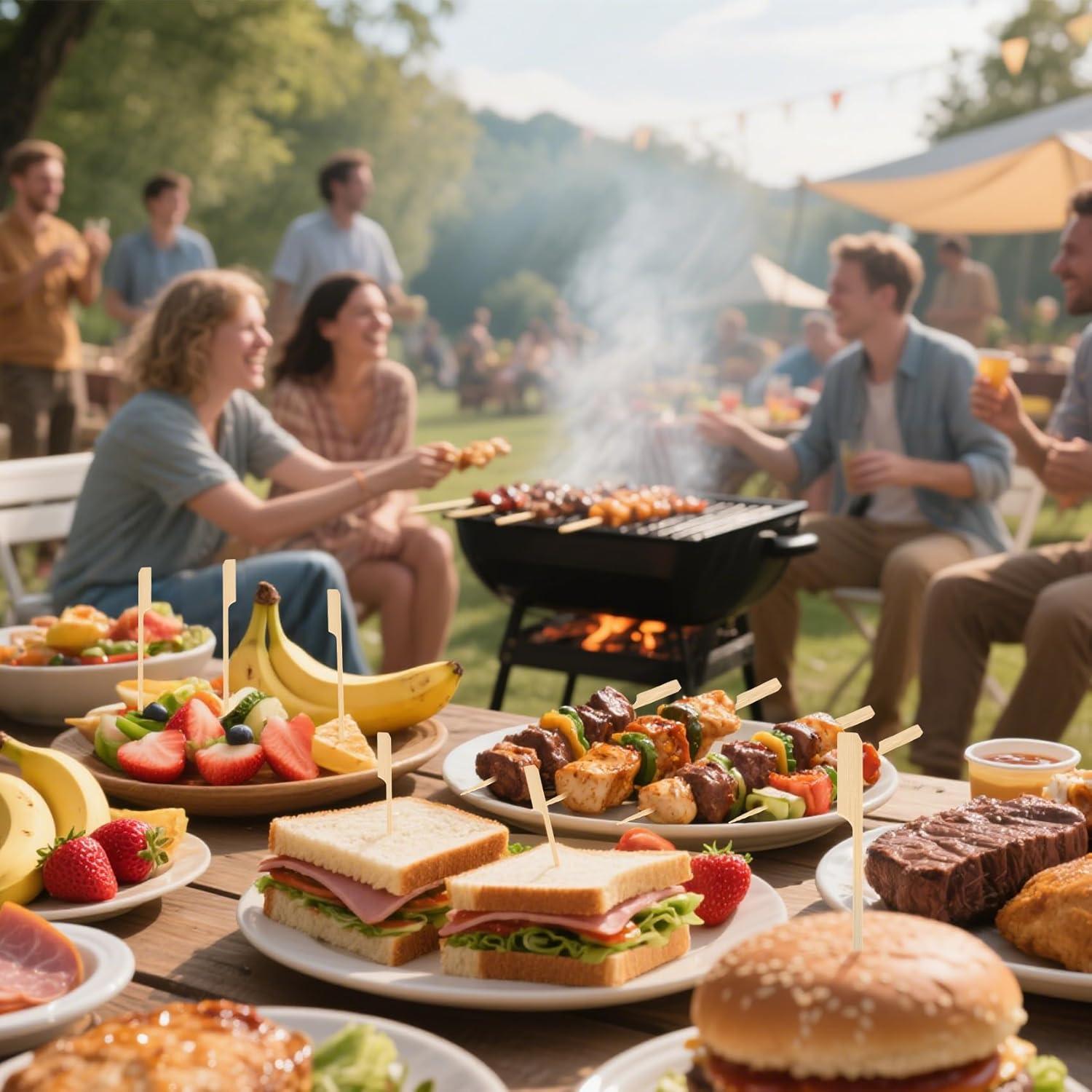 100 Pinchos de Bambú 12 cm para Aperitivos y BBQ iRFKCIOW