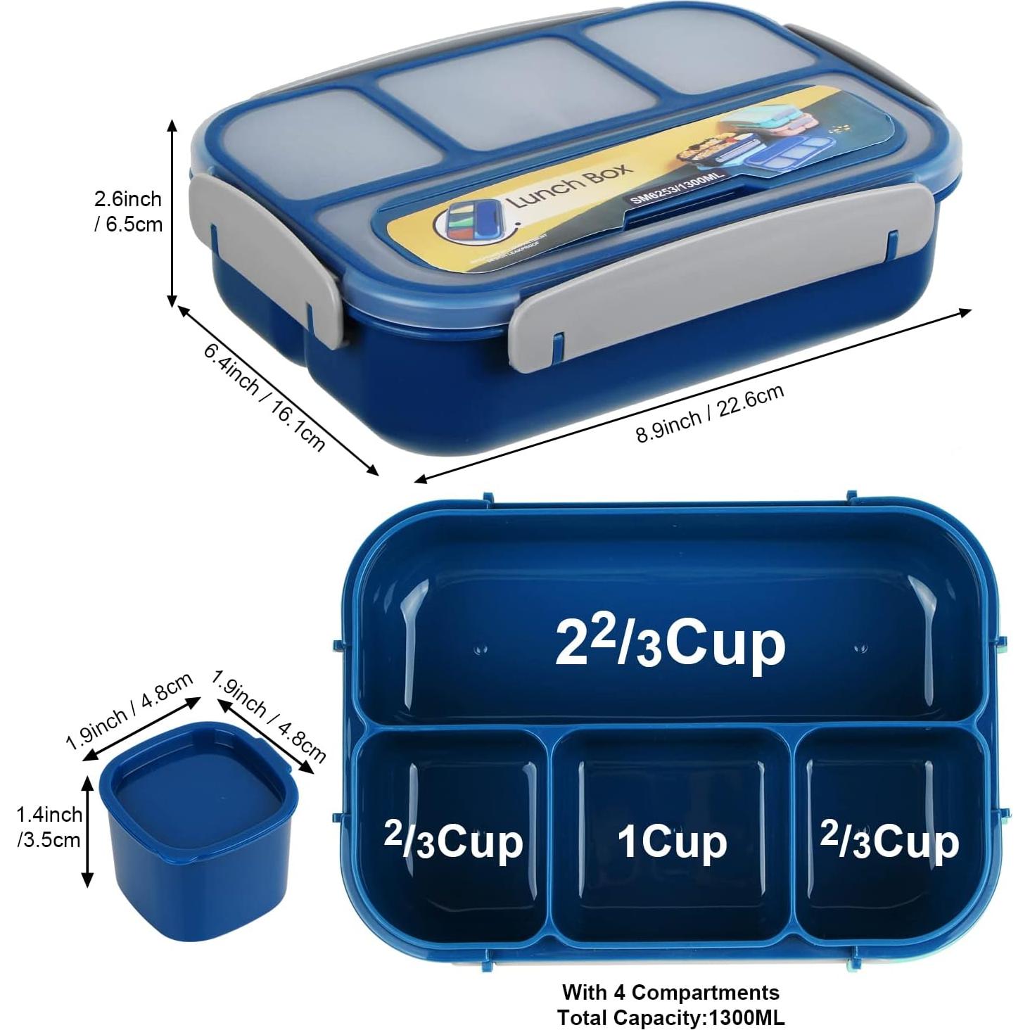 Caja de Almuerzo Bento MaMix 1300ml 4 Compartimentos Azul
