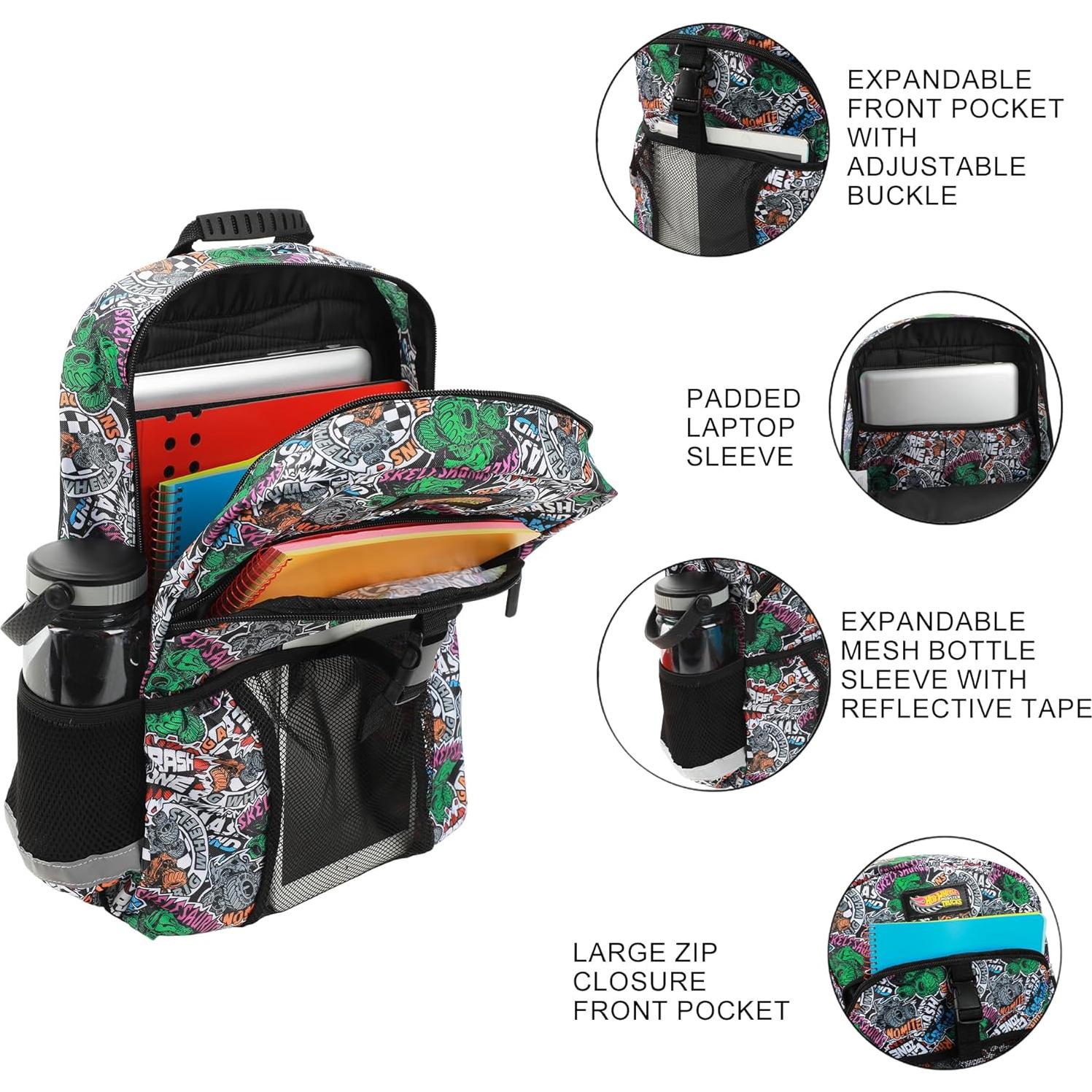 Mochila y Kit de Almuerzo Hot Wheels 16" Estampado Completo