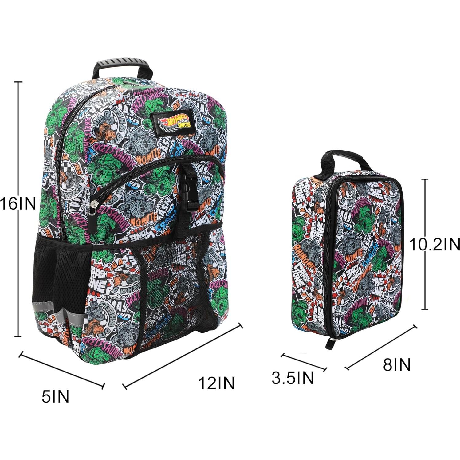 Mochila y Kit de Almuerzo Hot Wheels 16" Estampado Completo