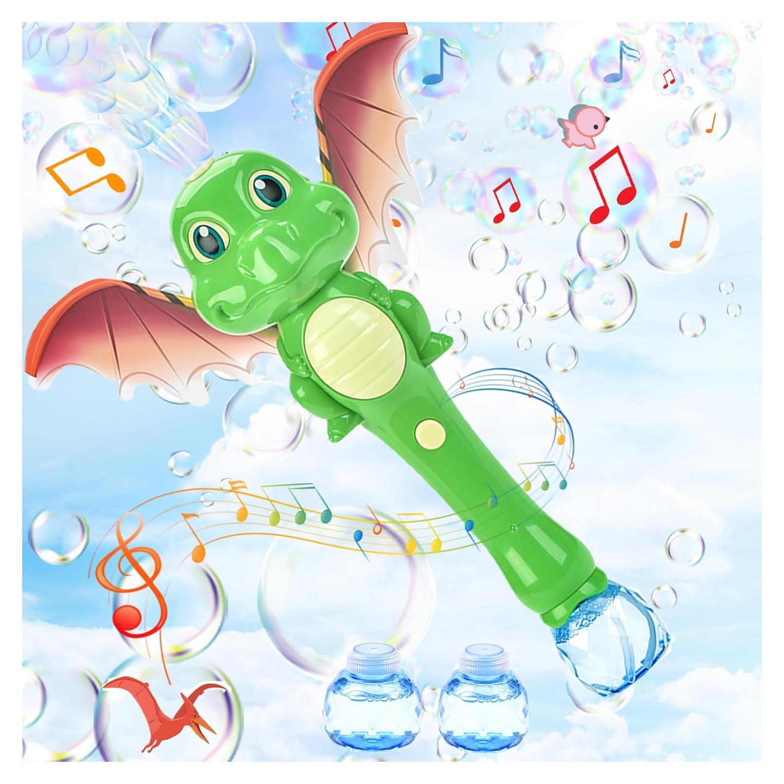 Varita de Burbujas Dinosaurio Blingbrione Verde Musical 20 cm