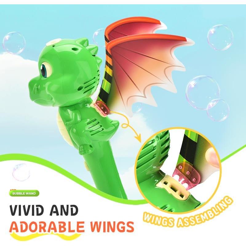 Varita de Burbujas Dinosaurio Blingbrione Verde Musical 20 cm