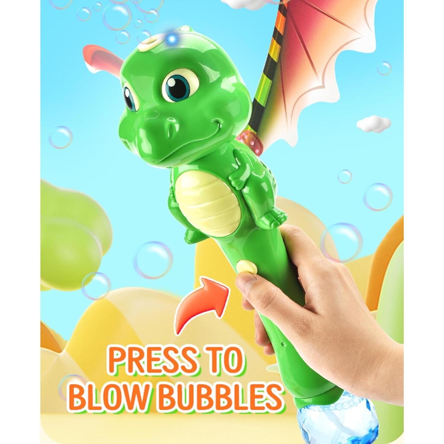Varita de Burbujas Dinosaurio Blingbrione Verde Musical 20 cm