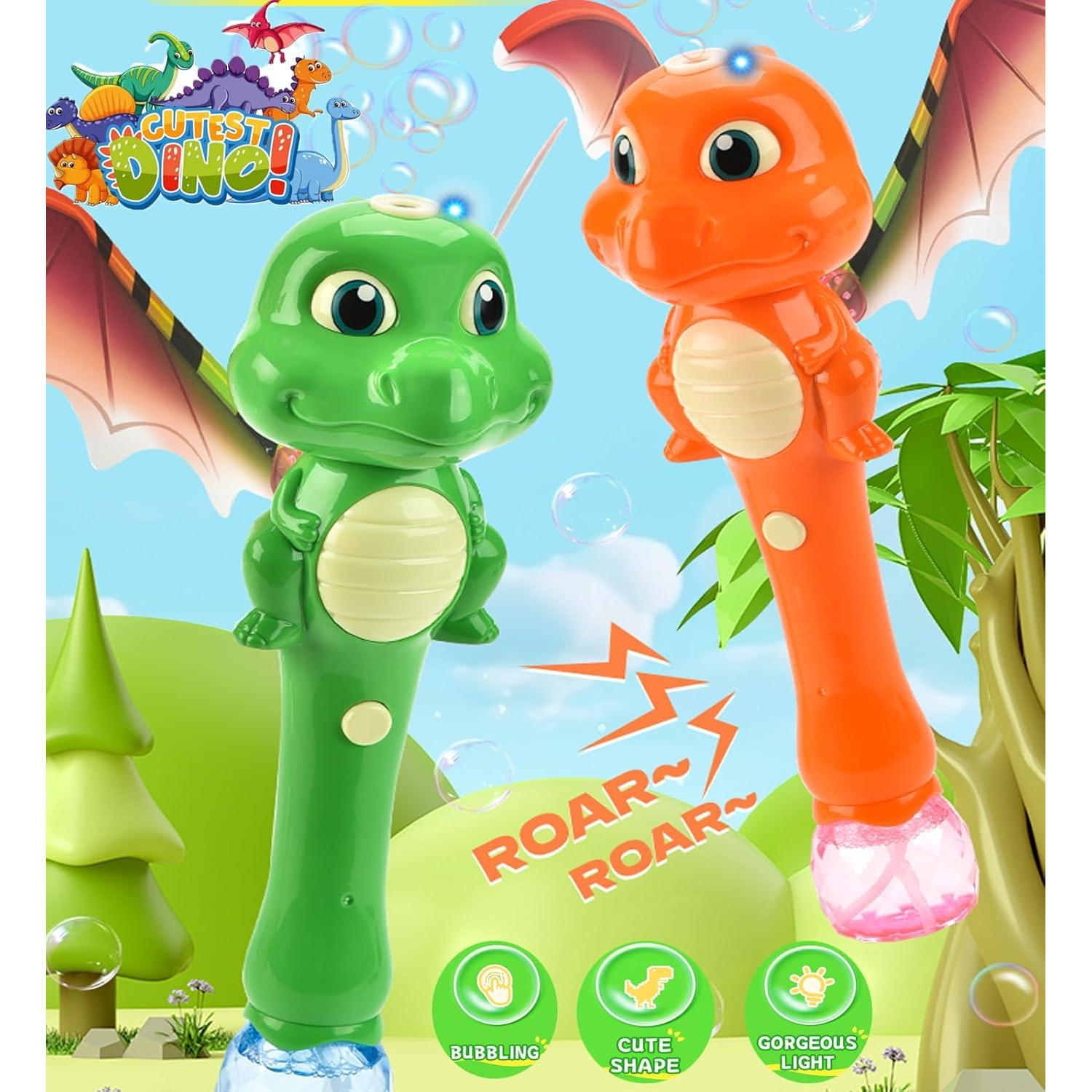 Varita de Burbujas Dinosaurio Blingbrione Verde Musical 20 cm