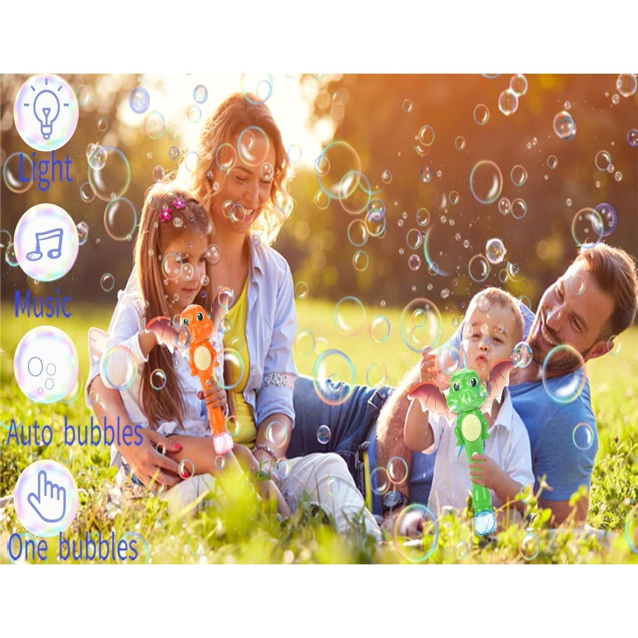 Varita de Burbujas Dinosaurio Blingbrione Verde Musical 20 cm