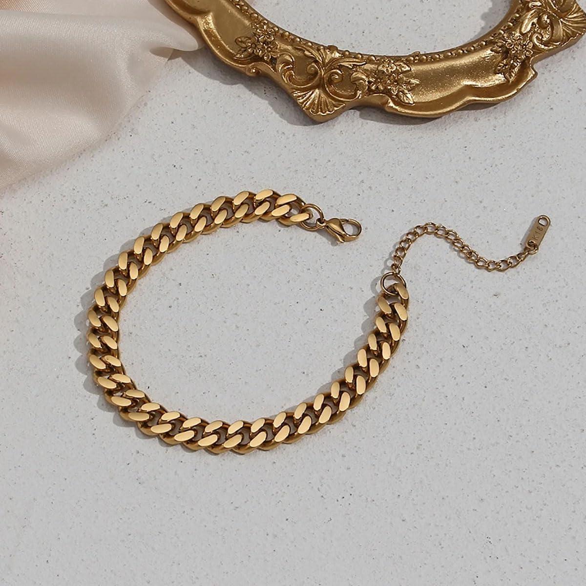 Conjunto 3 Pulseras de Tobillo Doradas Acero Inoxidable Impermeables