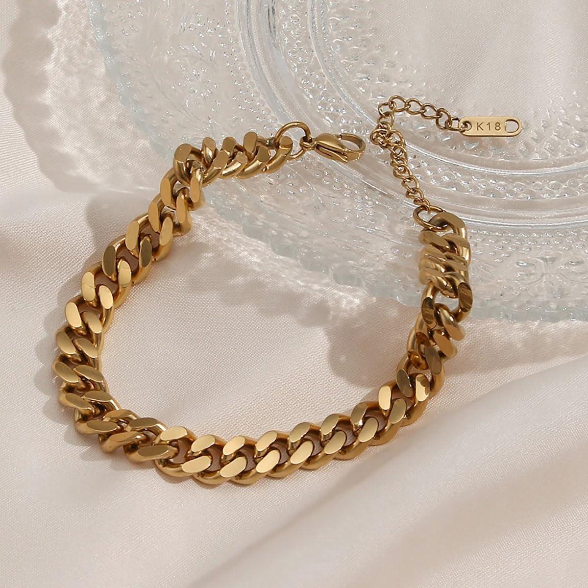 Conjunto 3 Pulseras de Tobillo Doradas Acero Inoxidable Impermeables