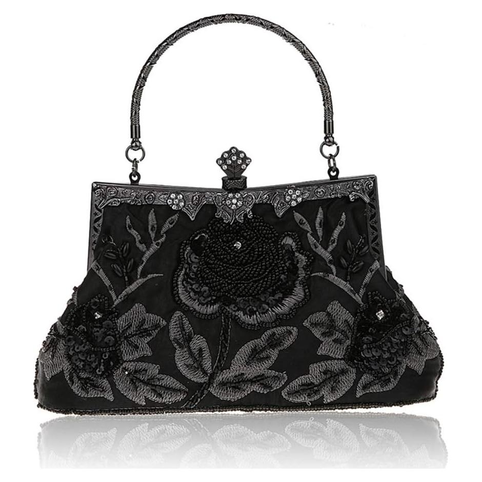 Bolso de mano de noche DA BODAN floral con strass 21.8x4.8x20.8cm