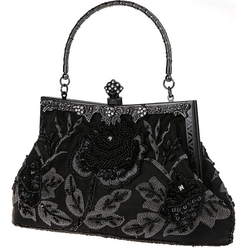 Bolso de mano de noche DA BODAN floral con strass 21.8x4.8x20.8cm