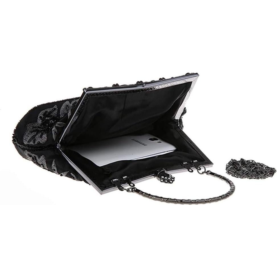 Bolso de mano de noche DA BODAN floral con strass 21.8x4.8x20.8cm