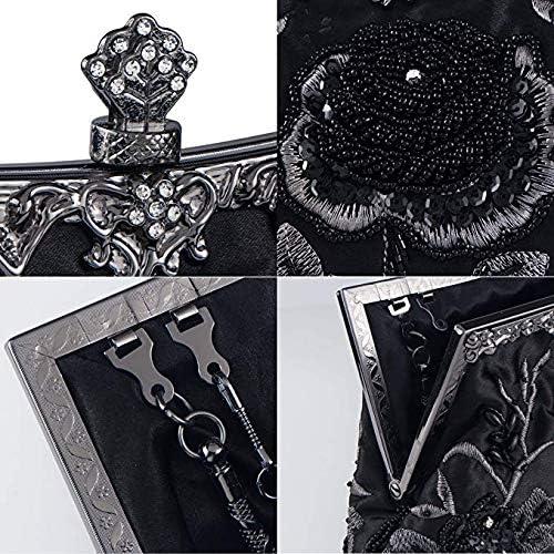 Bolso de mano de noche DA BODAN floral con strass 21.8x4.8x20.8cm