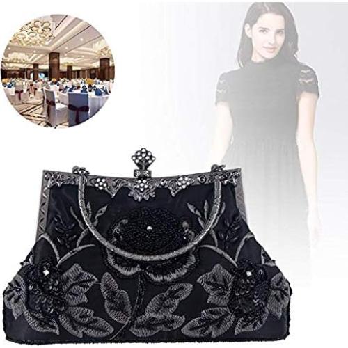 Bolso de mano de noche DA BODAN floral con strass 21.8x4.8x20.8cm