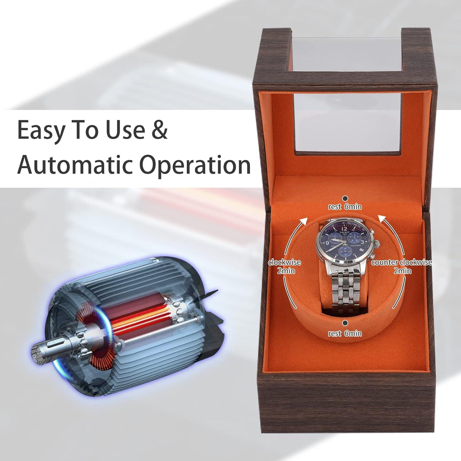 Enrollador Automático de Relojes YOOHONG Marrón Motor Japonés Silencioso