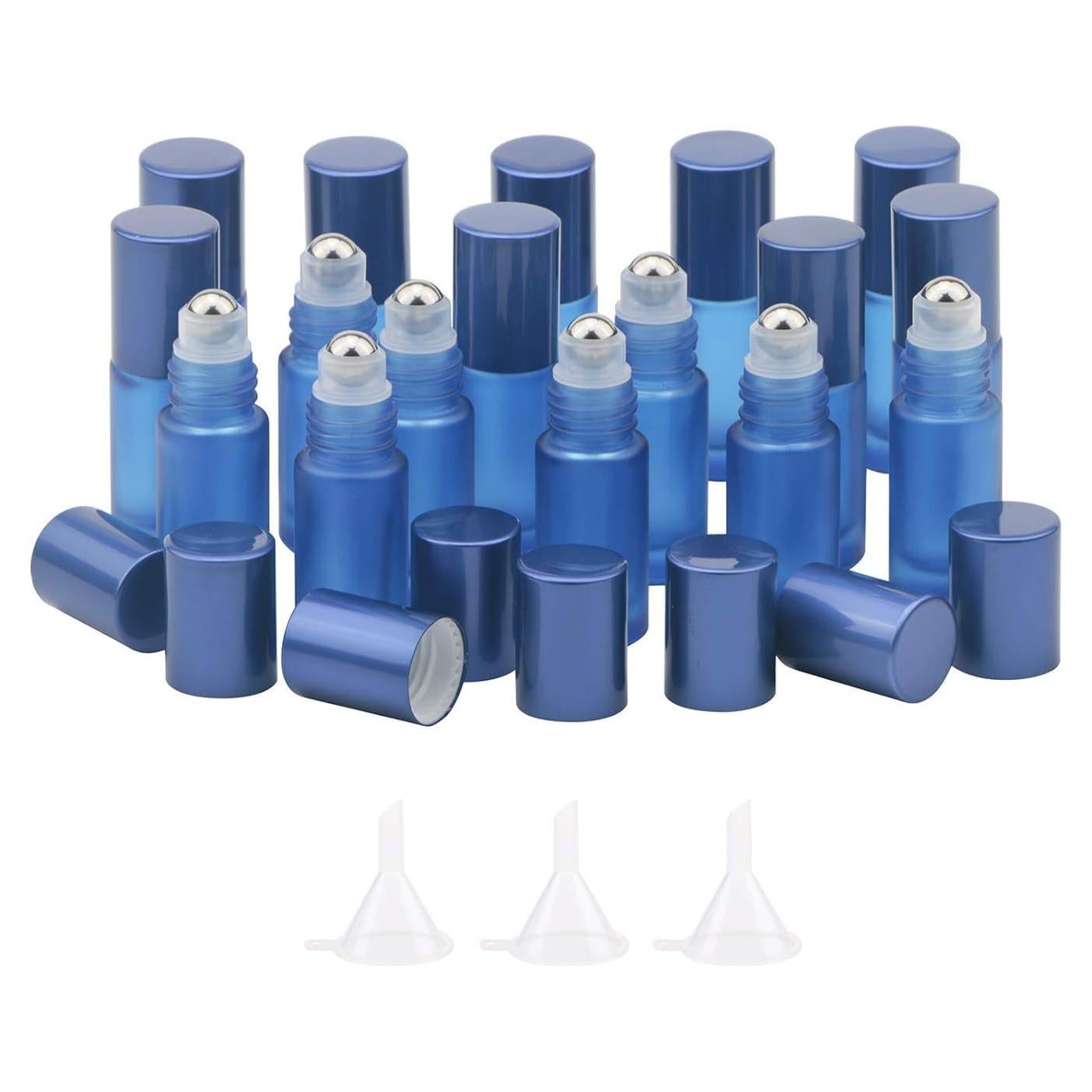 Botellas de Vidrio Rodante Ellbest 17pcs 5ml Azul Mate