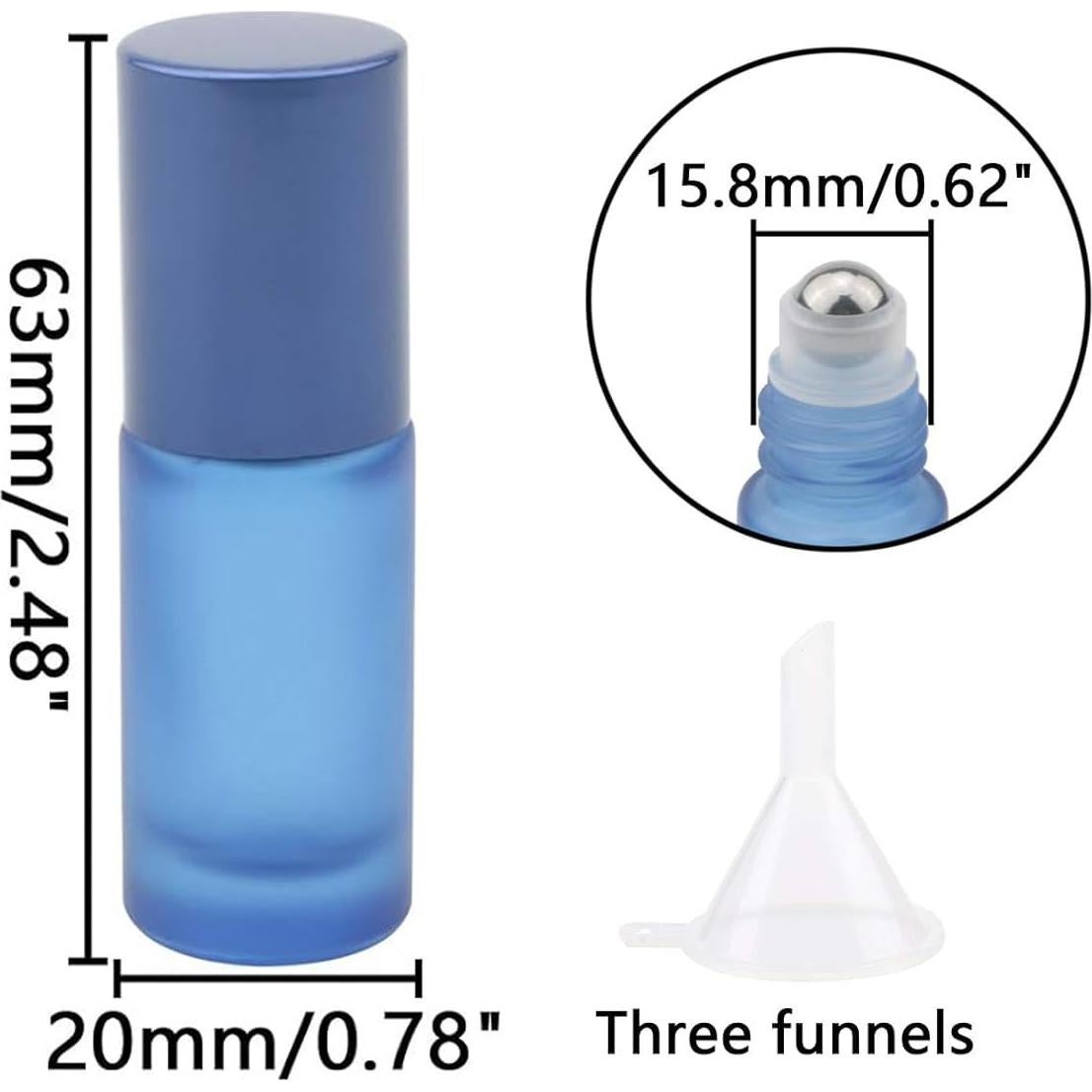 Botellas de Vidrio Rodante Ellbest 17pcs 5ml Azul Mate