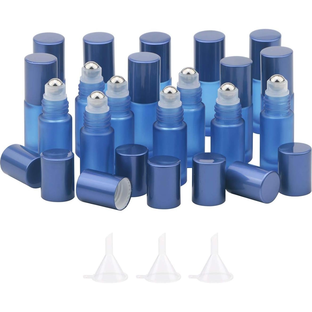 Botellas de Vidrio Rodante Ellbest 17pcs 5ml Azul Mate