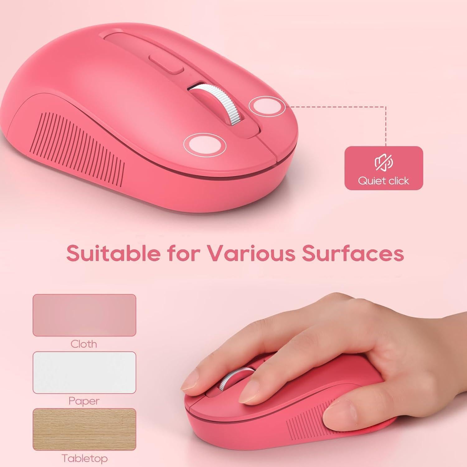 Combo Teclado y Ratón Inalámbrico SABLUTE Rosa Retro