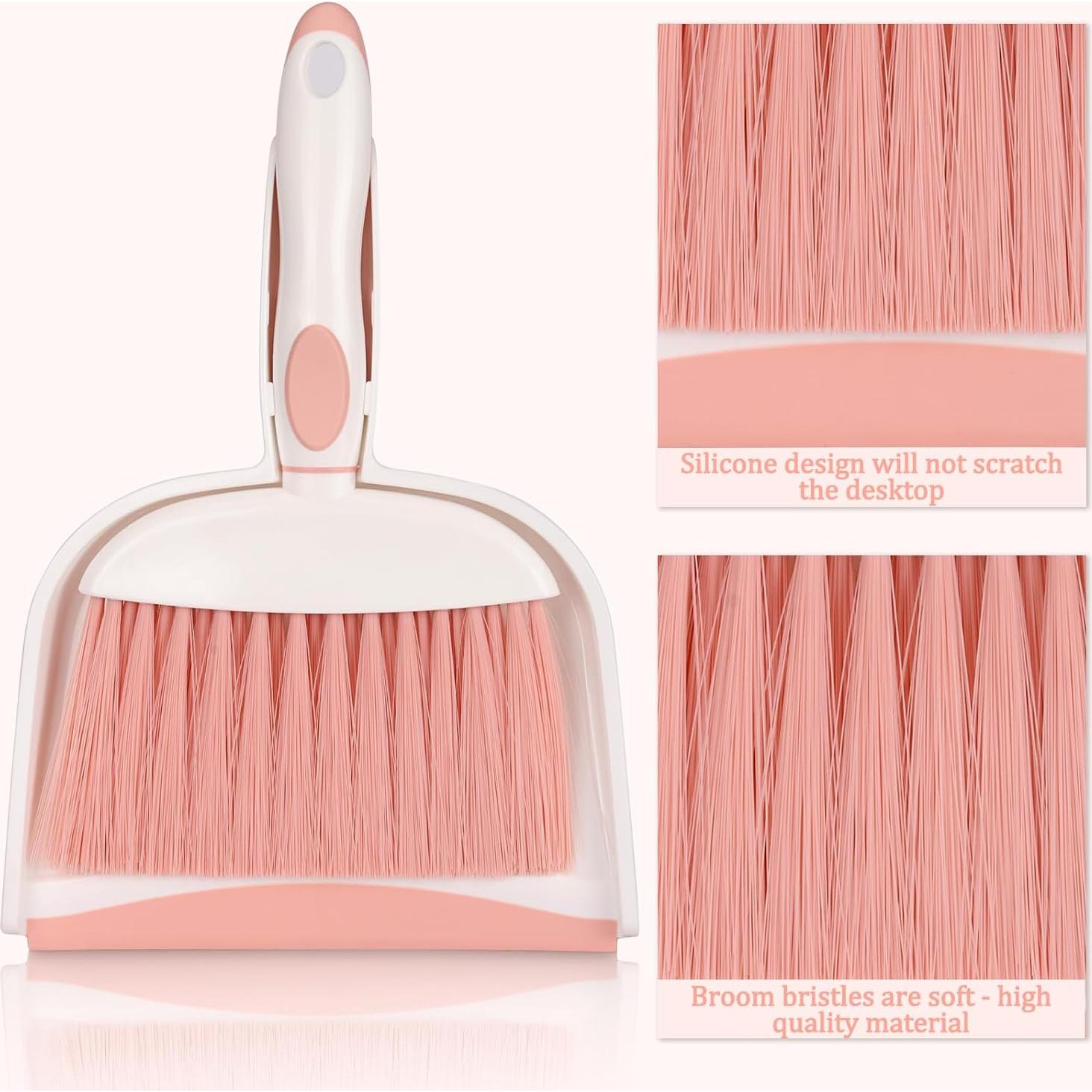 Juego de Escoba y Recogedor ZEDACY Mini Blanco/Rosa