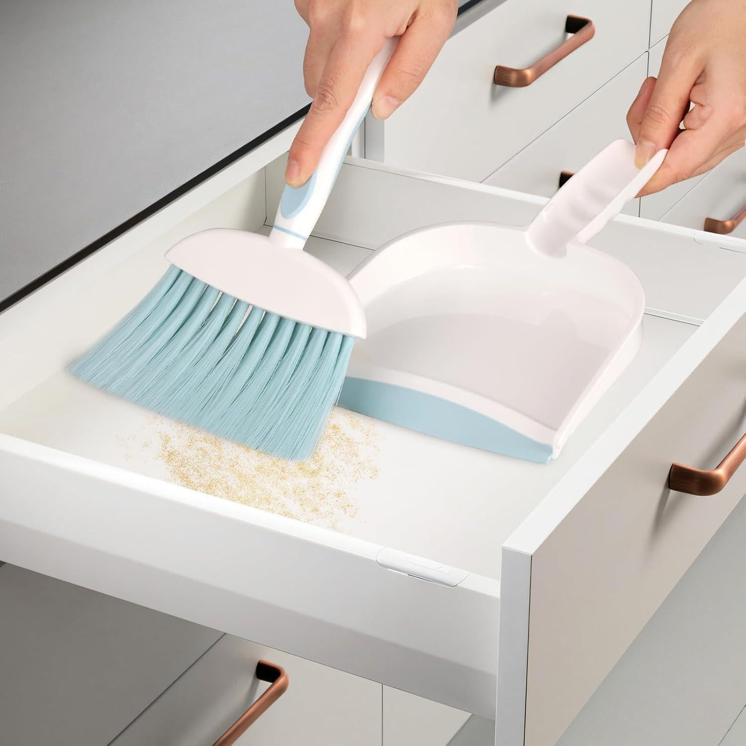 Juego de Escoba y Recogedor ZEDACY Mini Blanco/Rosa