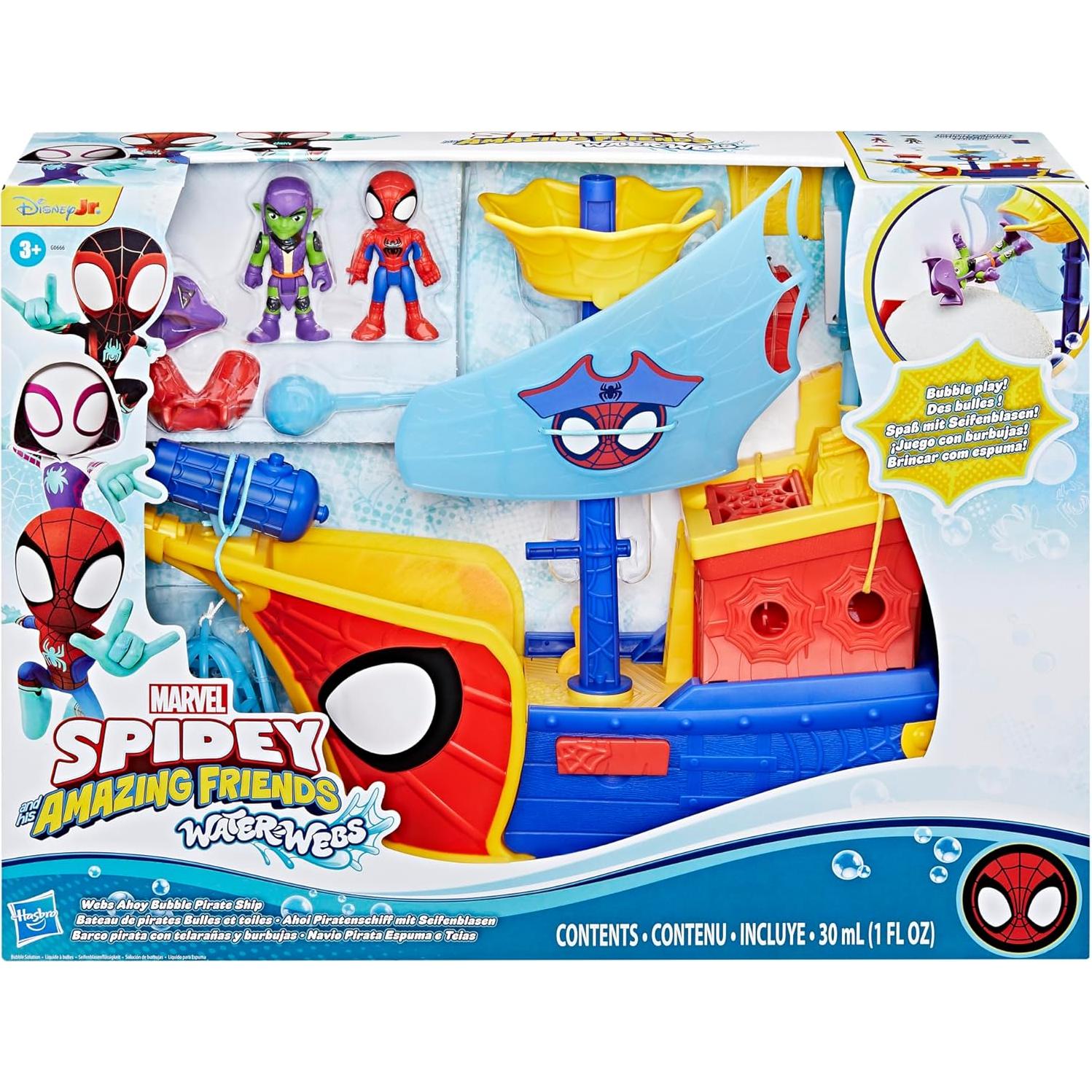 Barco Pirata Burbuja Spidey y Amigos con 2 Figuras 7.6 cm